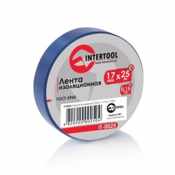 Стрічка ізоляційна 0.15х17 мм 25 м синя Intertool ІТ-0025 Стрічка ізоляційна 0.15х17 мм 25 м синя Intertool ІТ-0025