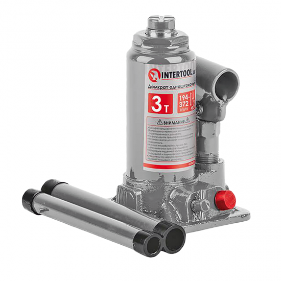 Домкрат стовпчик одноштоковий 3т 194-372 мм Intertool GT0052