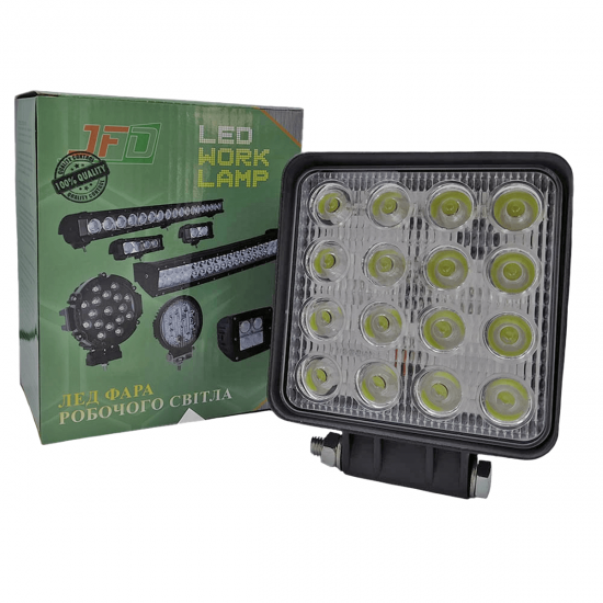 Фара робоча JFD-1052 48W/60 (16x3W/широкий промінь, квадратний корпус) 3120 lm LED 57мм