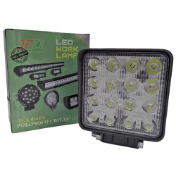 Фара робоча JFD-1051 48W/30 (16x3W/вузький промінь, квадратний корпус) 3120 lm LED 57мм